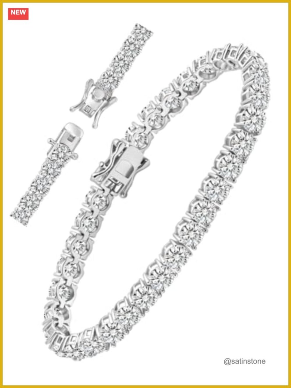 Moissanite Tennis Bracelet 14K White Gold Plated D Color VVS1 Round Cut